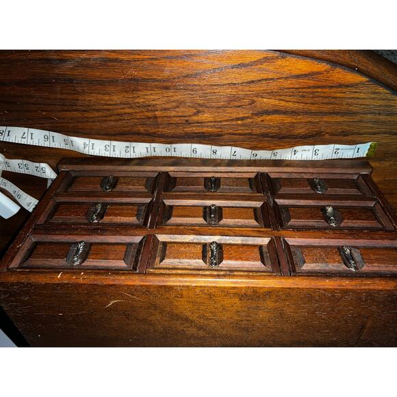 Vintage Mele Wooden Jewelry Dresser Box 7 Drawer Japan Jewel Case Velvet Drawers - Picture 4 of 9